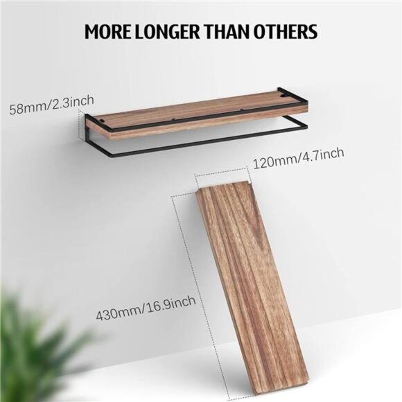Meangood Floating Shelves Wall Mounted Set of 2, Rustic Wood Wall Storage - Picture 3 of 8